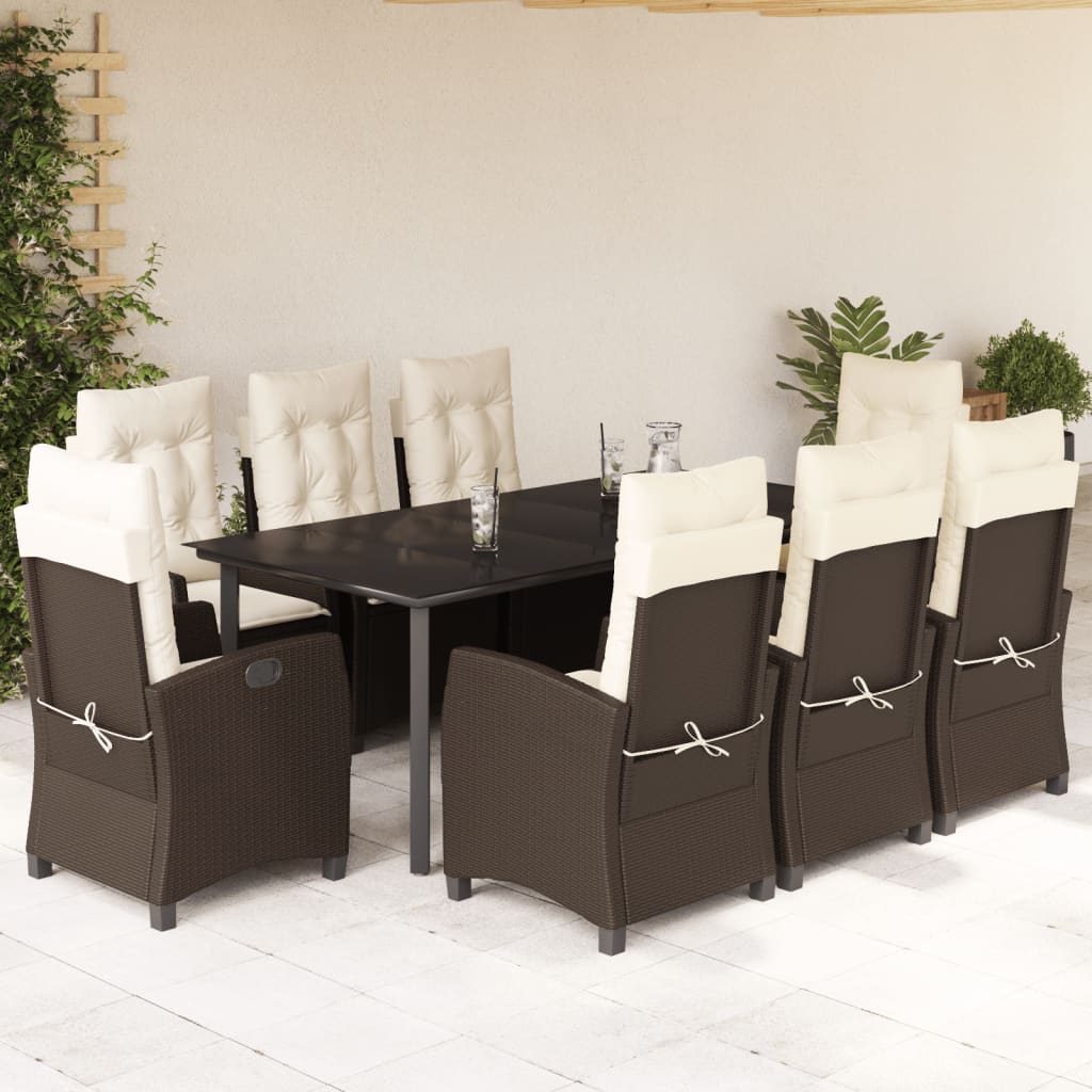 9-delige Tuinset met kussens poly rattan bruin is nu te koop bij PeponiXL, paradijselijk wonen!
