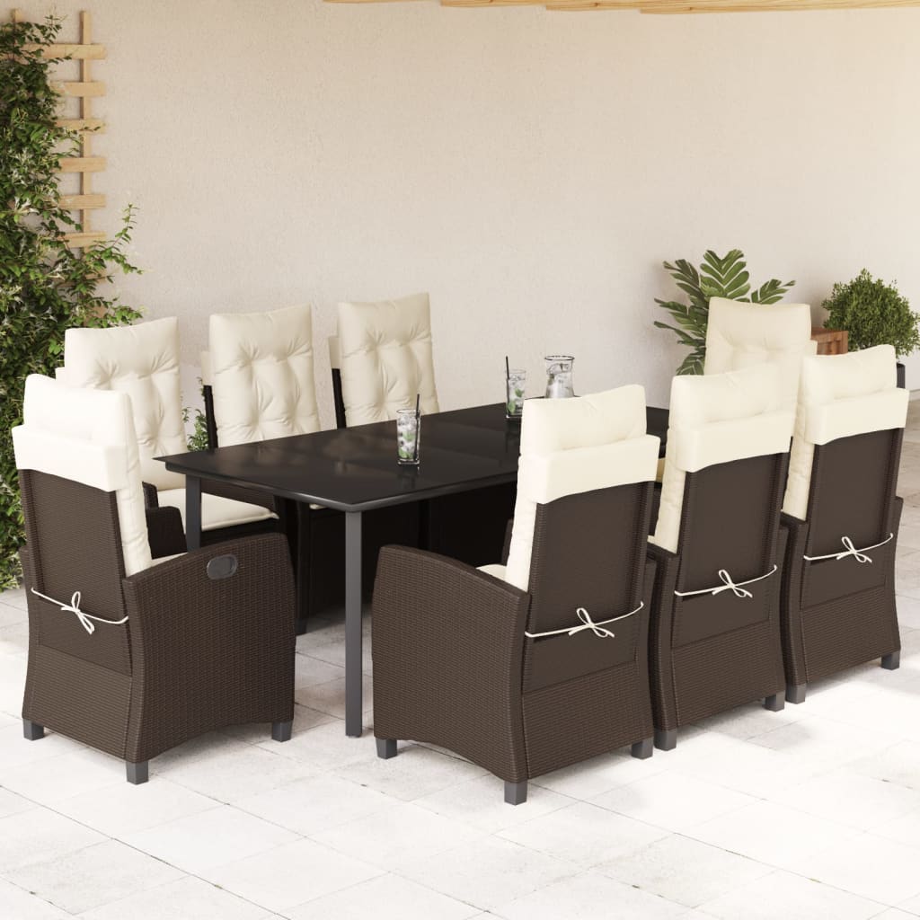 9-delige Tuinset met kussens poly rattan bruin is nu te koop bij PeponiXL, paradijselijk wonen!