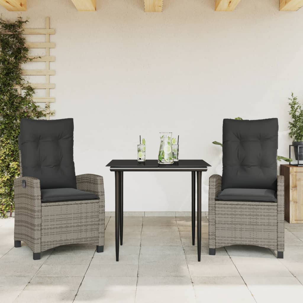 3-delige Tuinset met kussens poly rattan grijs is nu te koop bij PeponiXL, paradijselijk wonen!