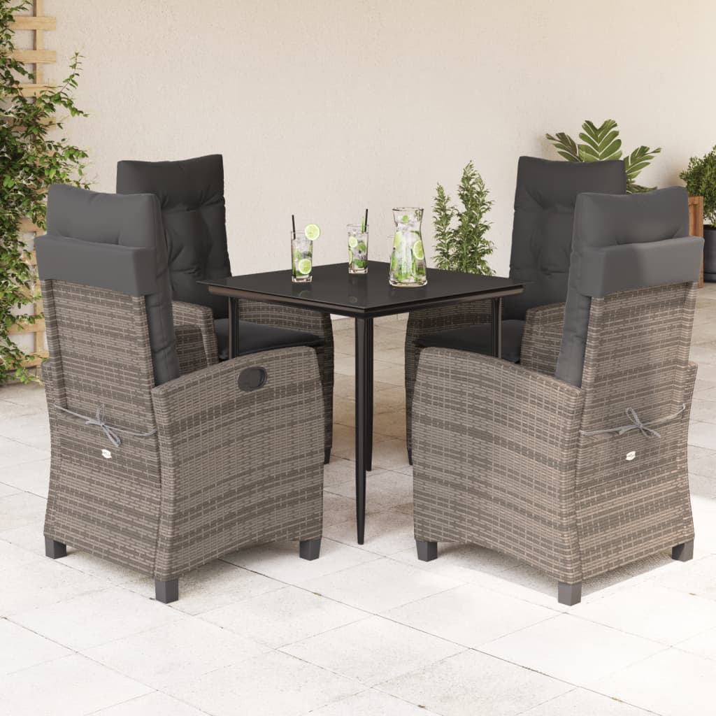 5-delige Tuinset met kussens poly rattan grijs is nu te koop bij PeponiXL, paradijselijk wonen!