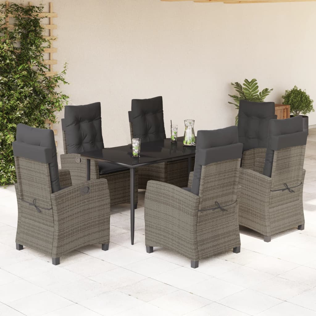 7-delige Tuinset met kussens poly rattan grijs is nu te koop bij PeponiXL, paradijselijk wonen!
