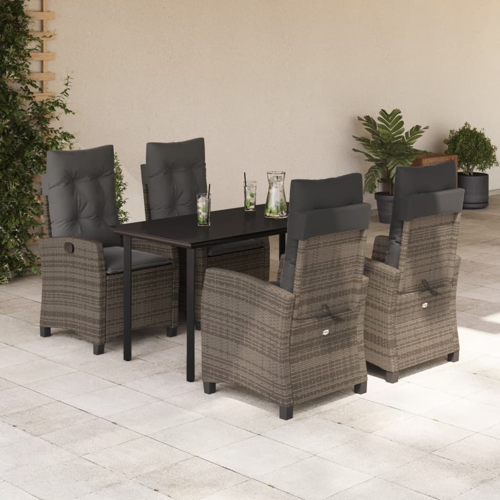 5-delige Tuinset met kussens poly rattan grijs is nu te koop bij PeponiXL, paradijselijk wonen!