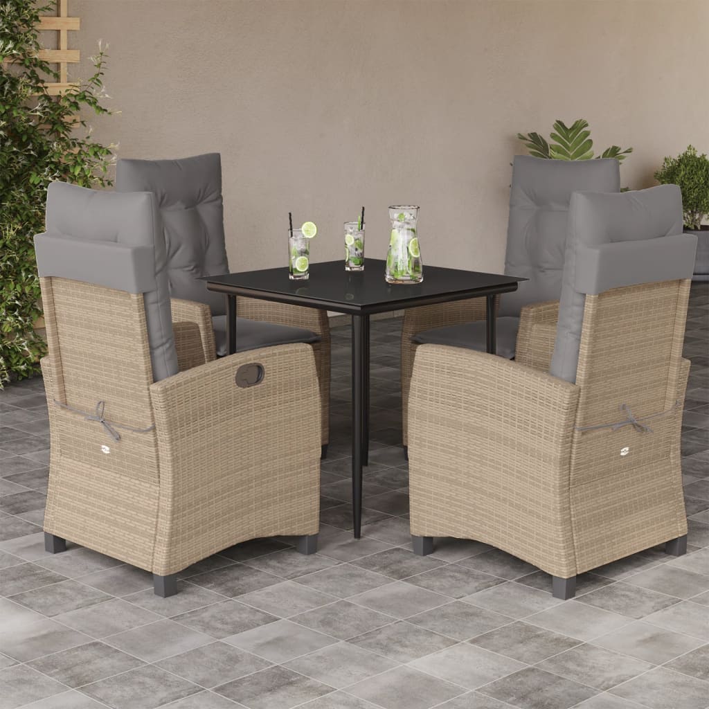 5-delige Tuinset met kussens poly rattan gemengd beige is nu te koop bij PeponiXL, paradijselijk wonen!