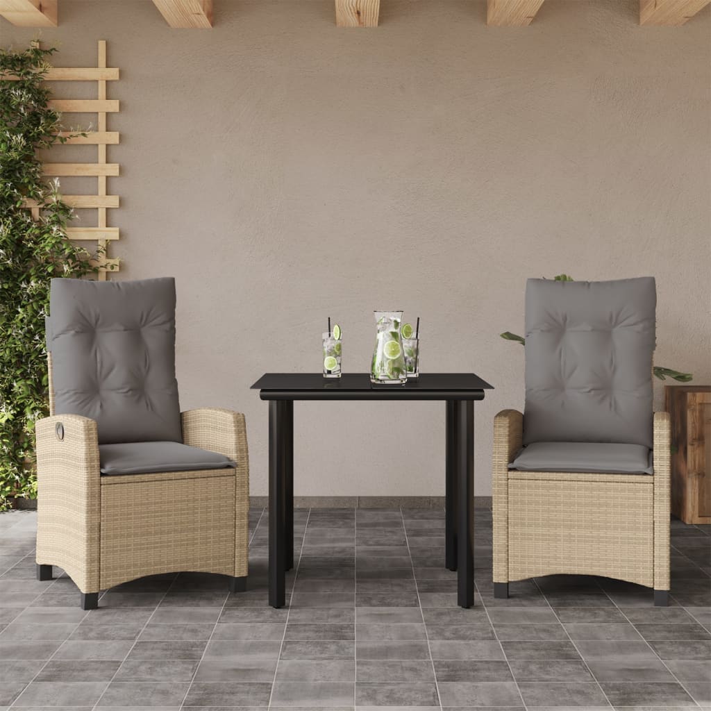 3-delige Tuinset met kussens poly rattan gemengd beige is nu te koop bij PeponiXL, paradijselijk wonen!