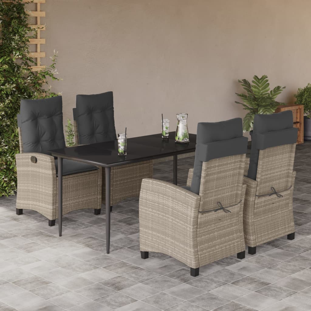 5-delige Tuinset met kussens poly rattan lichtgrijs is nu te koop bij PeponiXL, paradijselijk wonen!