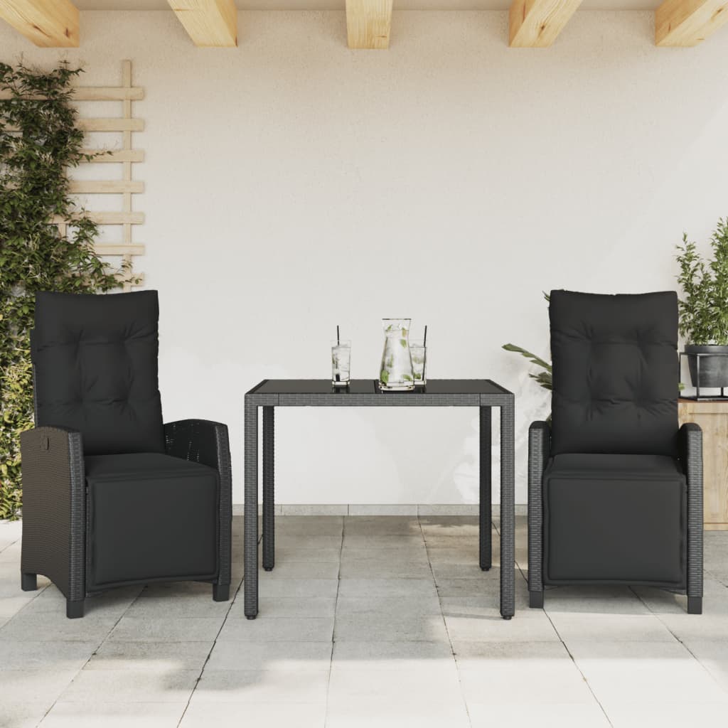 3-delige Tuinset met kussens poly rattan zwart is nu te koop bij PeponiXL, paradijselijk wonen!