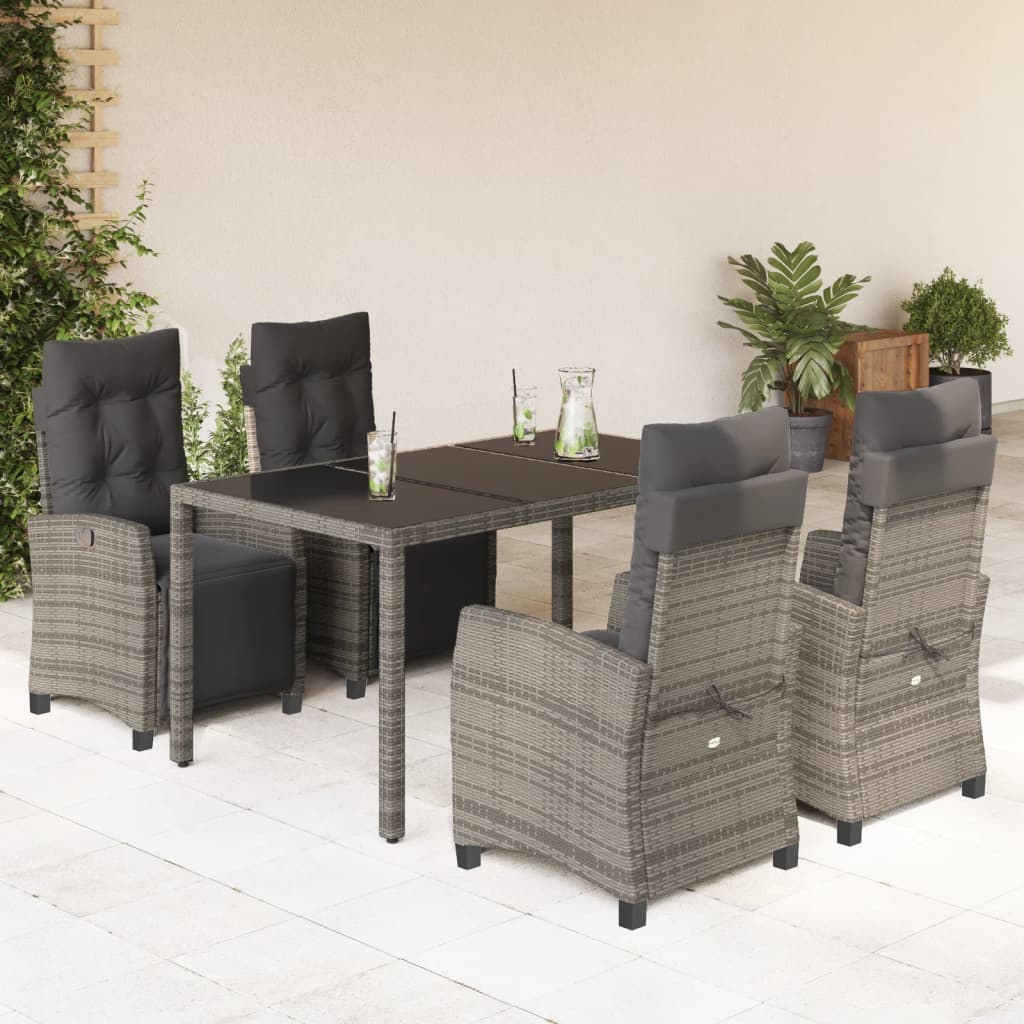 5-delige Tuinset met kussens poly rattan grijs is nu te koop bij PeponiXL, paradijselijk wonen!