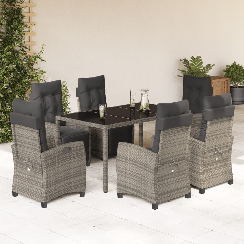 7-delige Tuinset met kussens poly rattan grijs is nu te koop bij PeponiXL, paradijselijk wonen!