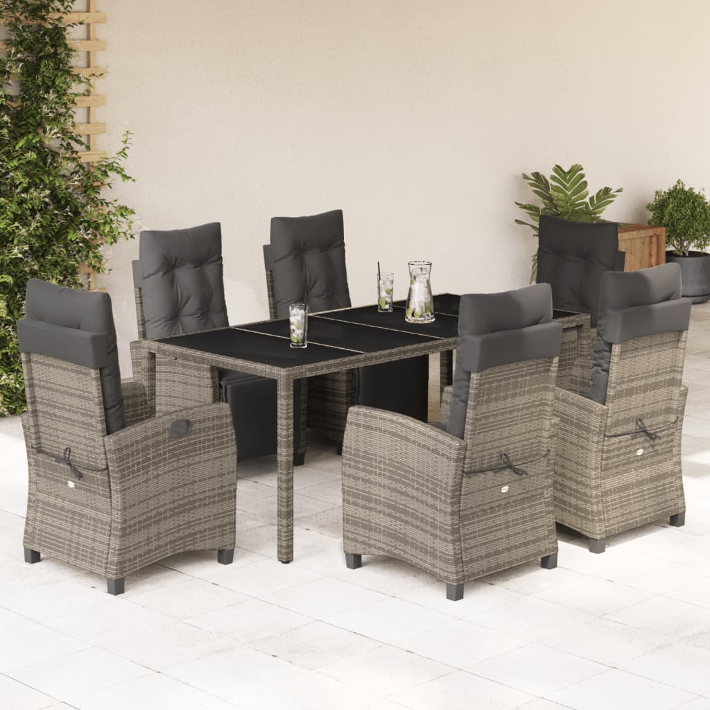 7-delige Tuinset met kussens poly rattan grijs is nu te koop bij PeponiXL, paradijselijk wonen!