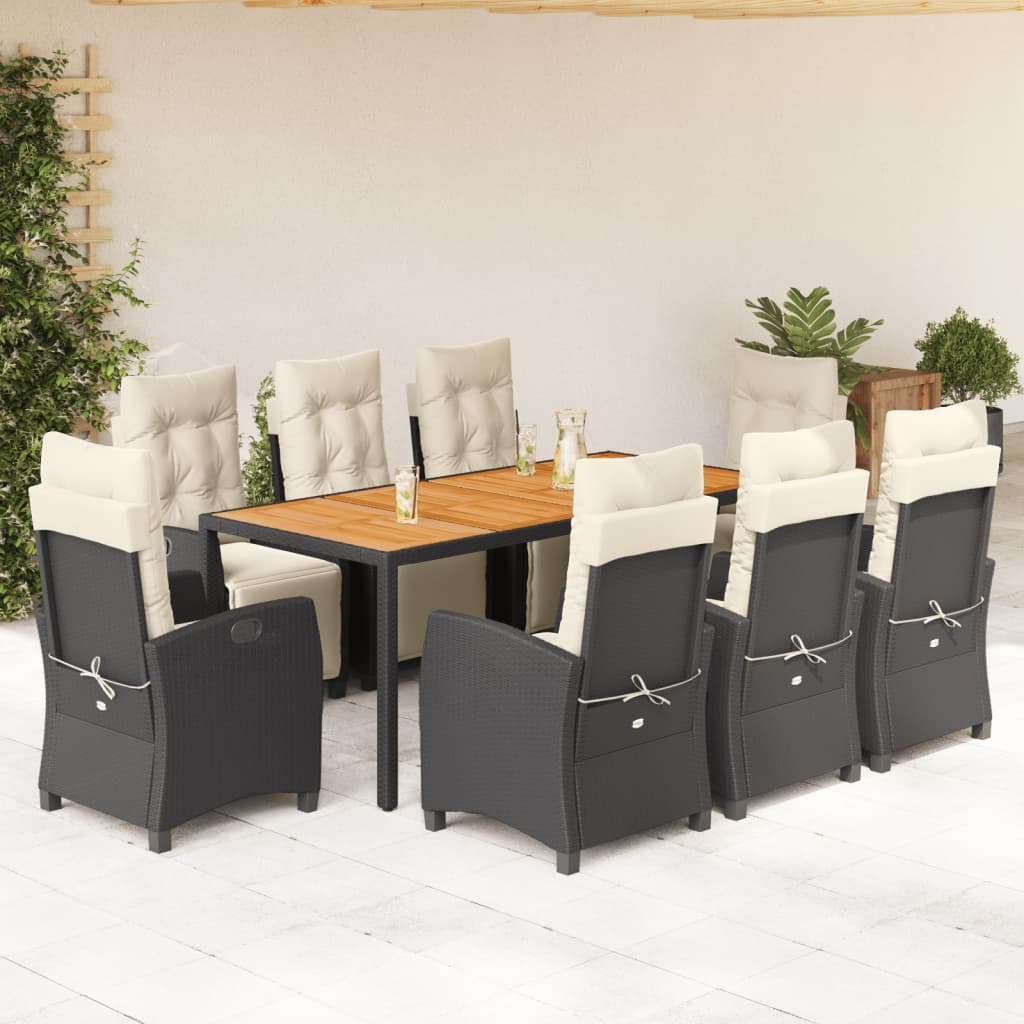 9-delige Tuinset poly rattan zwart is nu te koop bij PeponiXL, paradijselijk wonen!