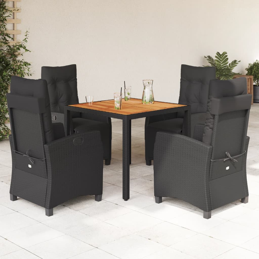 5-delige Tuinset met kussens poly rattan zwart is nu te koop bij PeponiXL, paradijselijk wonen!