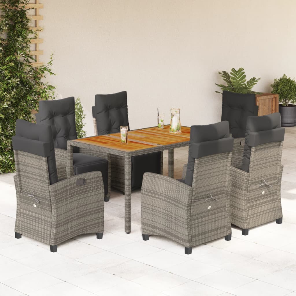 7-delige Tuinset met kussens poly rattan grijs is nu te koop bij PeponiXL, paradijselijk wonen!