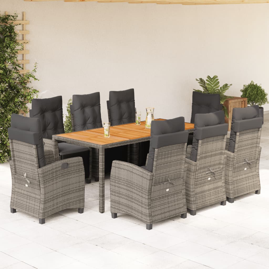 9-delige Tuinset met kussens poly rattan grijs is nu te koop bij PeponiXL, paradijselijk wonen!