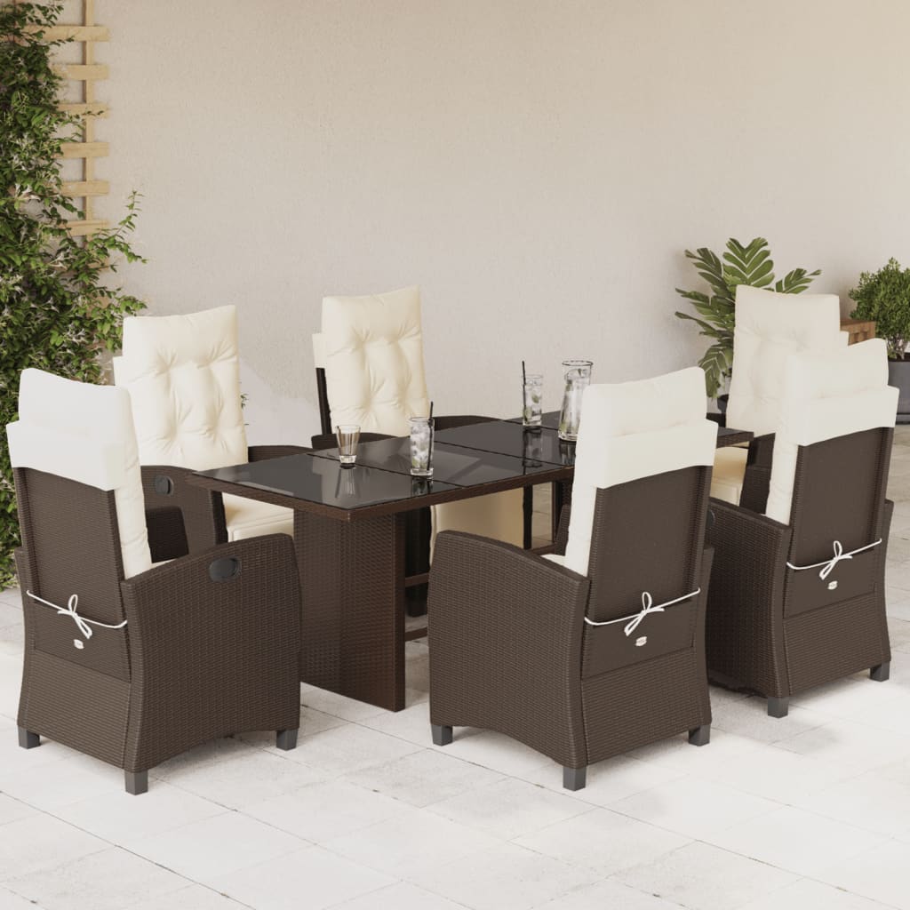 7-delige Tuinset met kussens poly rattan bruin is nu te koop bij PeponiXL, paradijselijk wonen!
