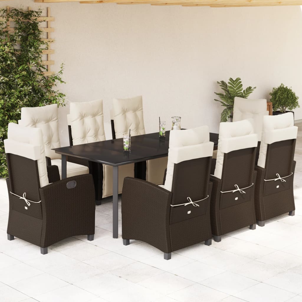 9-delige Tuinset met kussens poly rattan bruin is nu te koop bij PeponiXL, paradijselijk wonen!