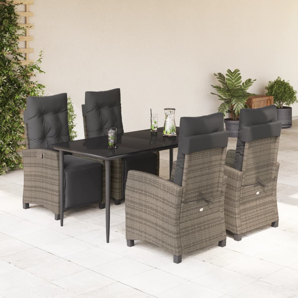 5-delige Tuinset met kussens poly rattan grijs is nu te koop bij PeponiXL, paradijselijk wonen!