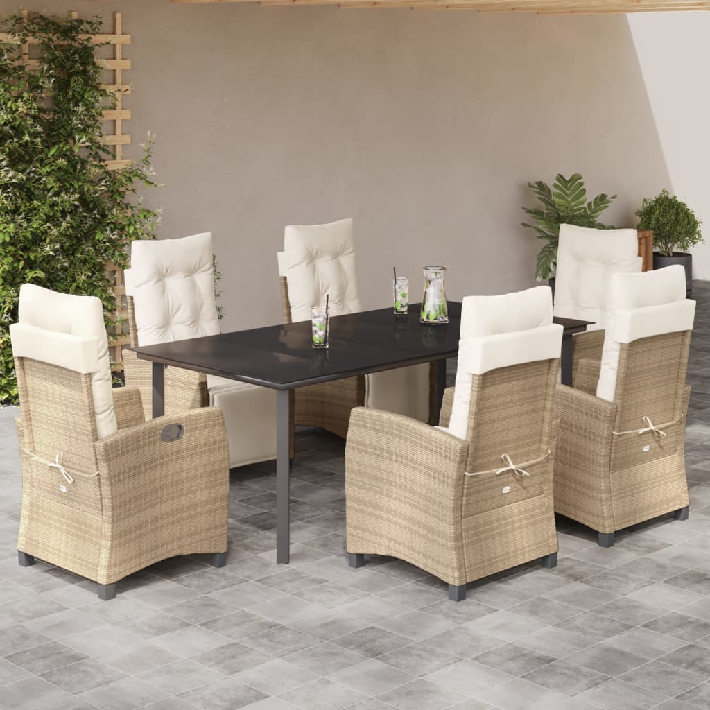 7-delige Tuinset met kussens poly rattan beige is nu te koop bij PeponiXL, paradijselijk wonen!