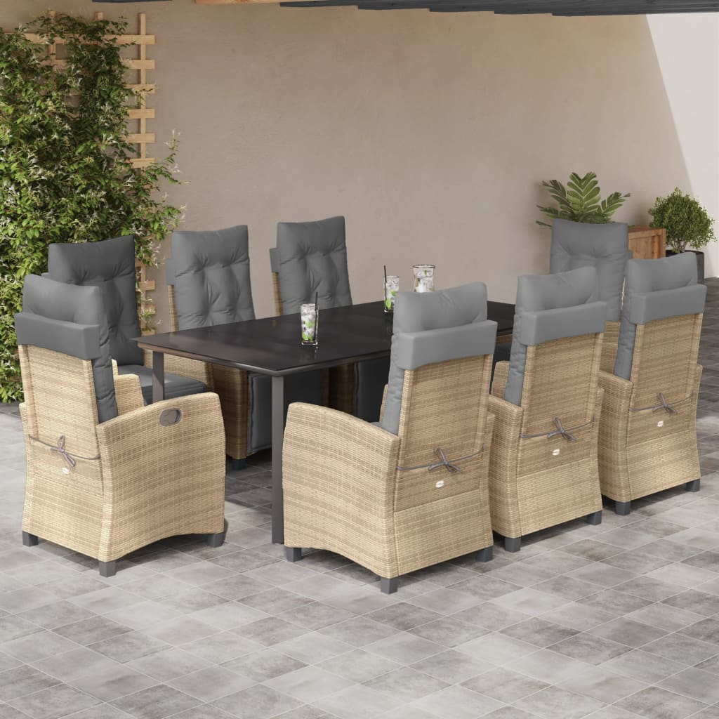 9-delige Tuinset met kussens poly rattan gemengd beige is nu te koop bij PeponiXL, paradijselijk wonen!