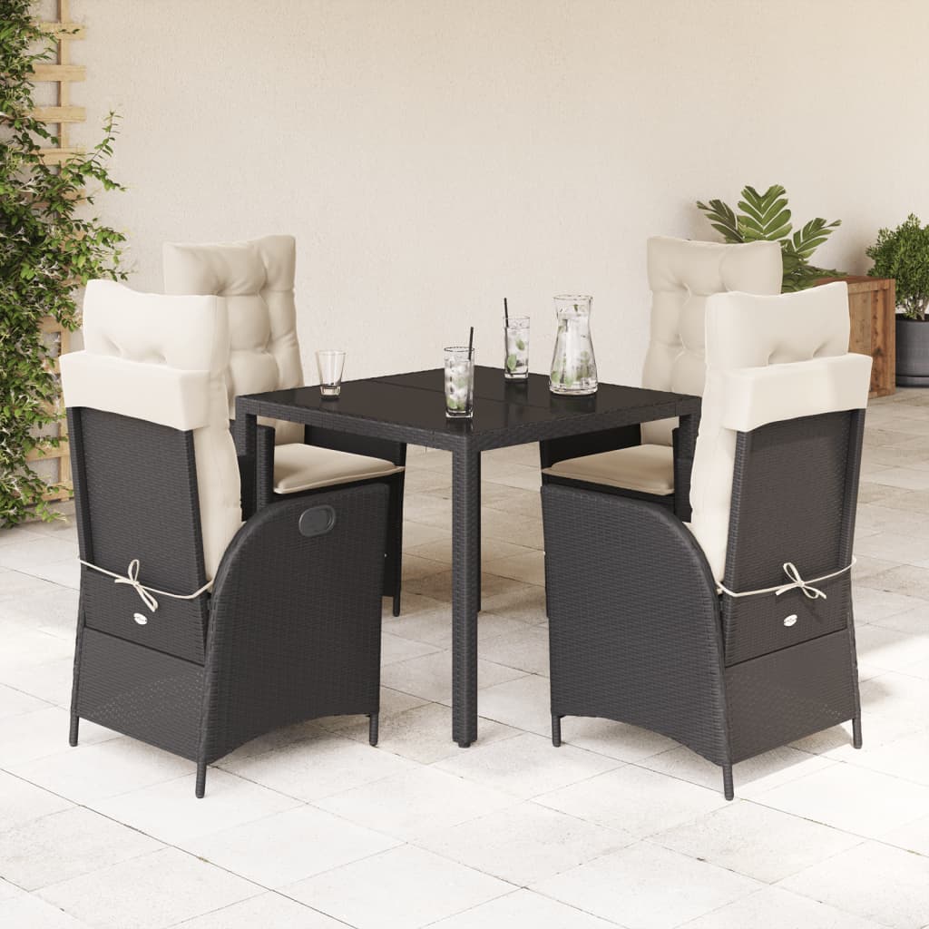 5-delige Tuinset met kussens poly rattan zwart is nu te koop bij PeponiXL, paradijselijk wonen!
