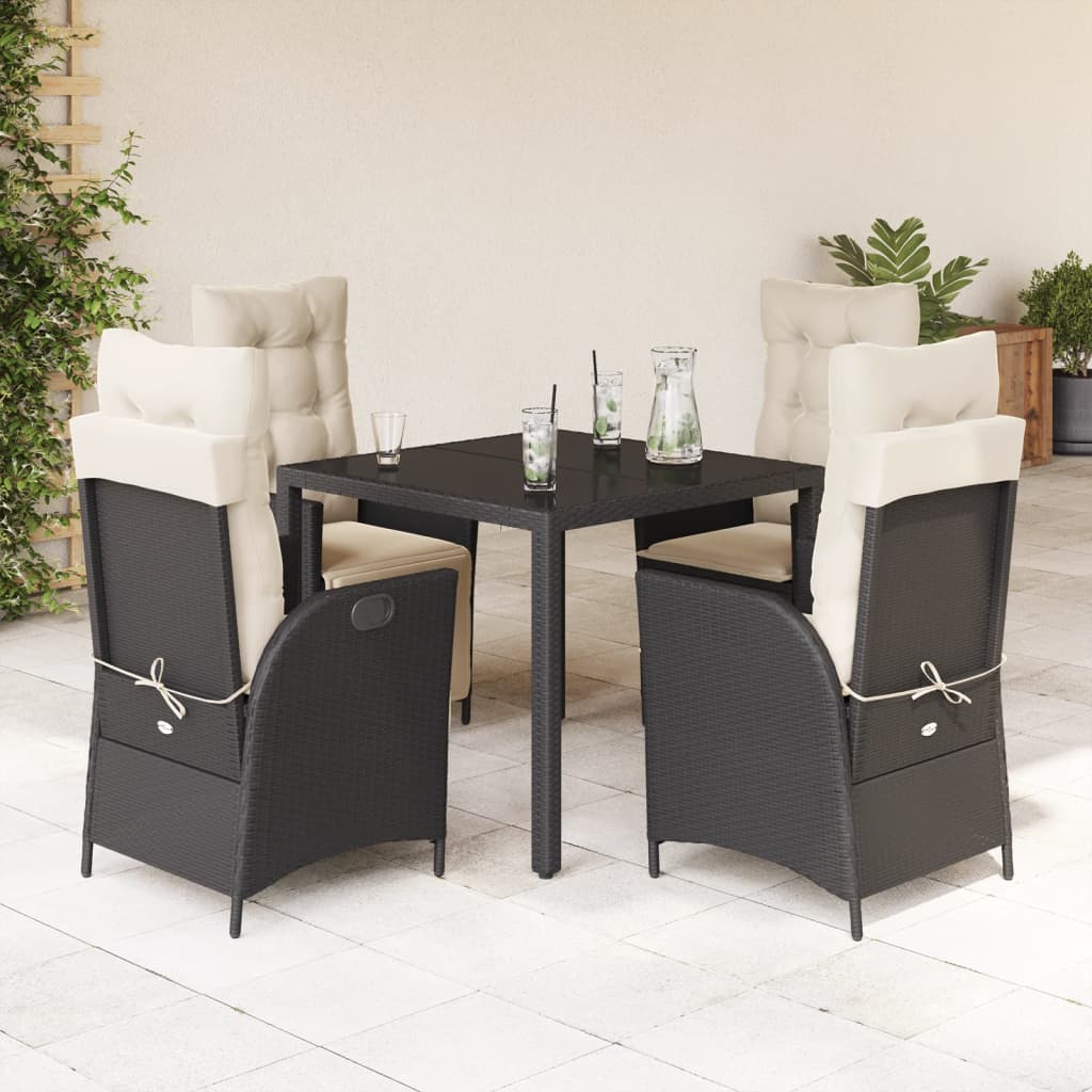 5-delige Tuinset met kussens poly rattan zwart is nu te koop bij PeponiXL, paradijselijk wonen!