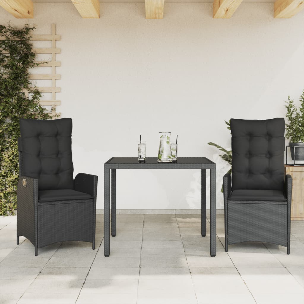 3-delige Tuinset met kussens poly rattan zwart is nu te koop bij PeponiXL, paradijselijk wonen!