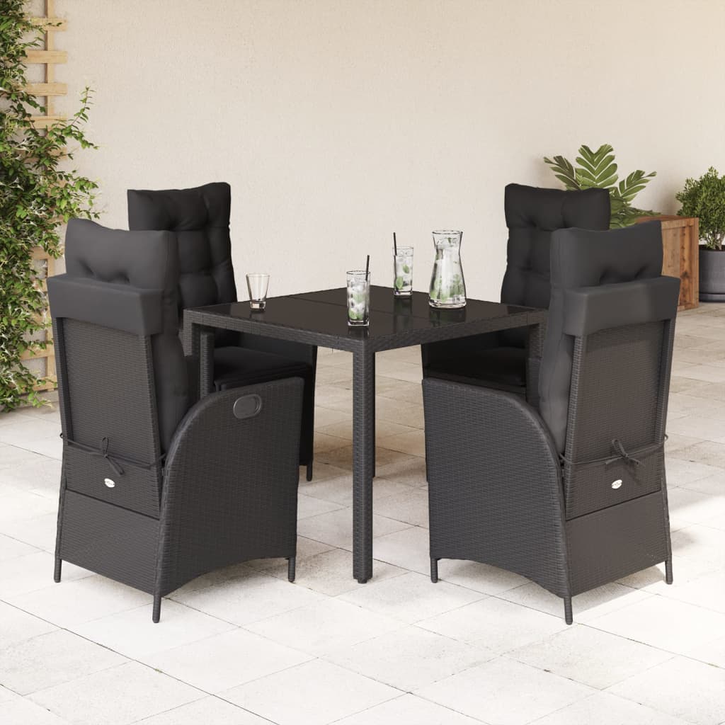5-delige Tuinset met kussens poly rattan zwart is nu te koop bij PeponiXL, paradijselijk wonen!