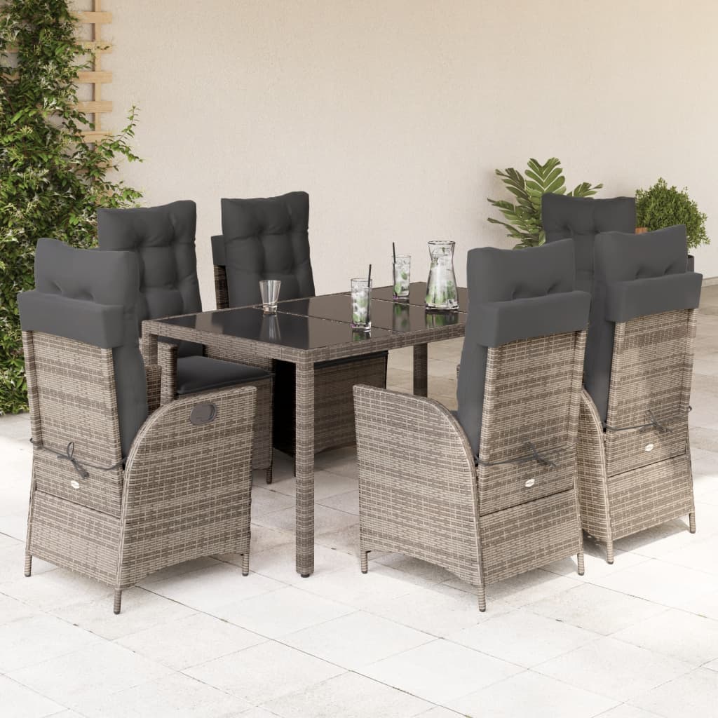 7-delige Tuinset met kussens poly rattan grijs is nu te koop bij PeponiXL, paradijselijk wonen!