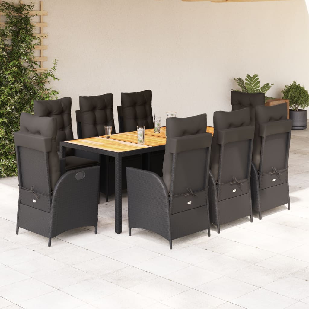 9-delige Tuinset poly rattan zwart is nu te koop bij PeponiXL, paradijselijk wonen!