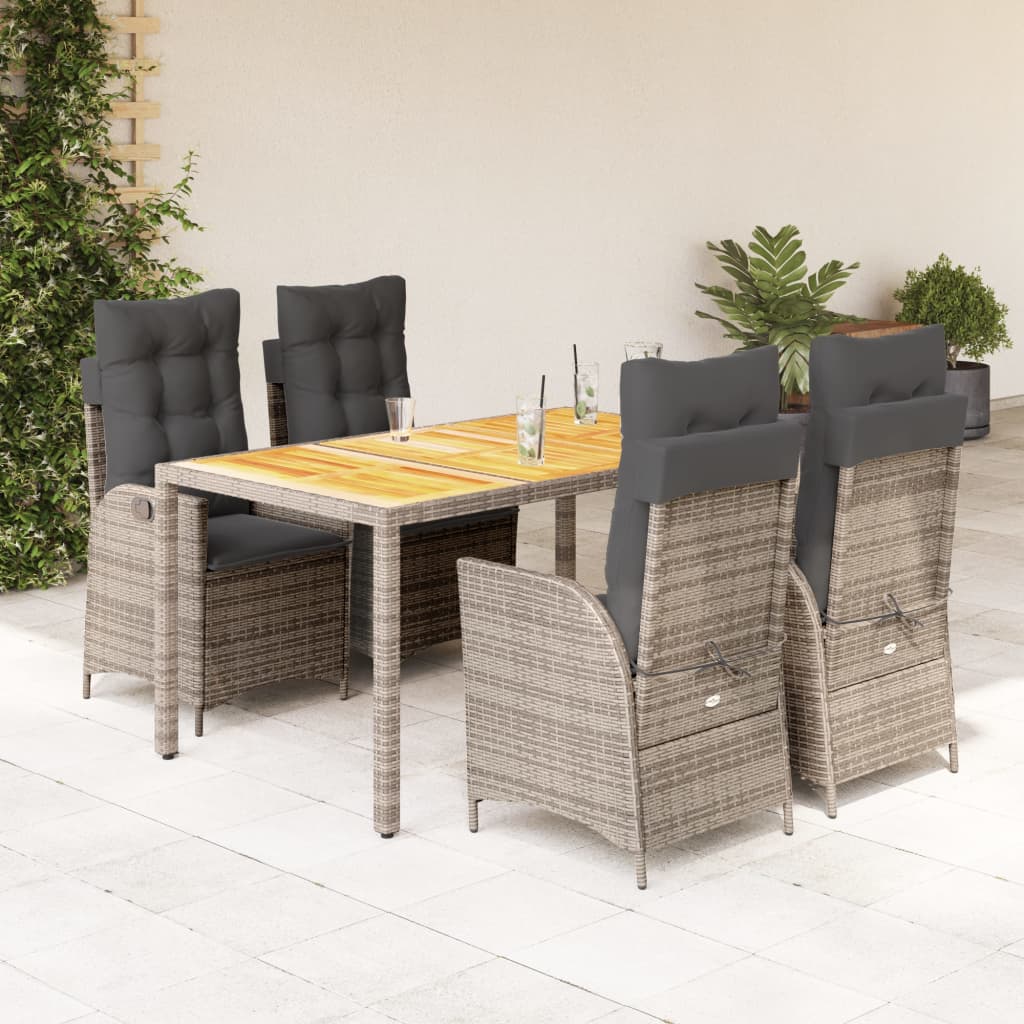 5-delige Tuinset met kussens poly rattan grijs is nu te koop bij PeponiXL, paradijselijk wonen!