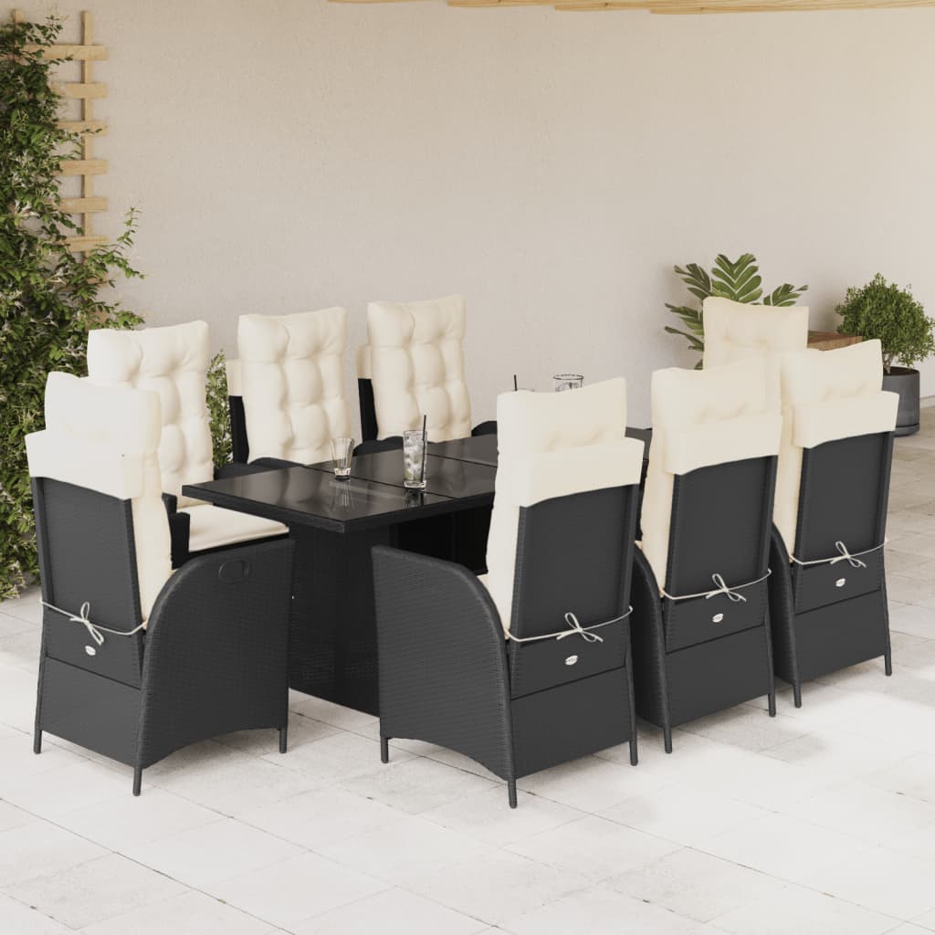 9-delige Tuinset poly rattan zwart is nu te koop bij PeponiXL, paradijselijk wonen!