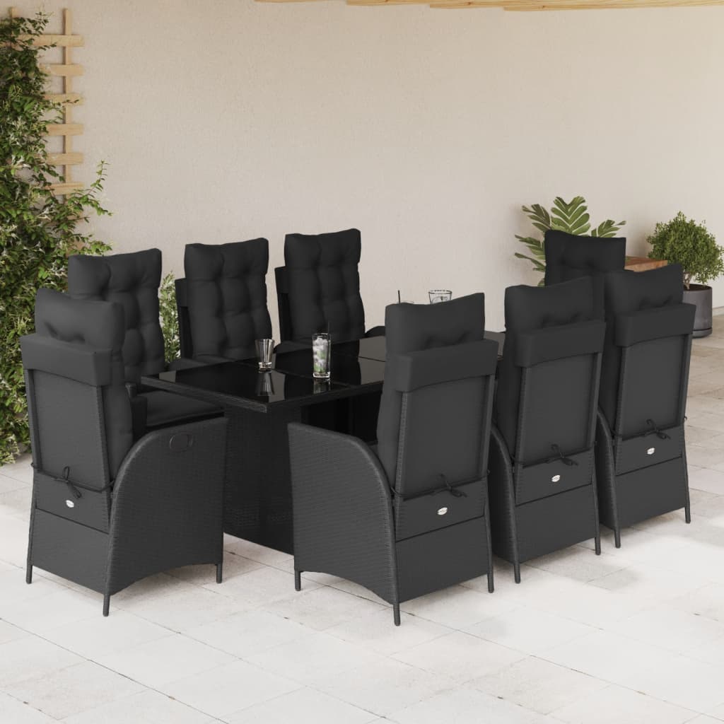 9-delige Tuinset poly rattan zwart is nu te koop bij PeponiXL, paradijselijk wonen!