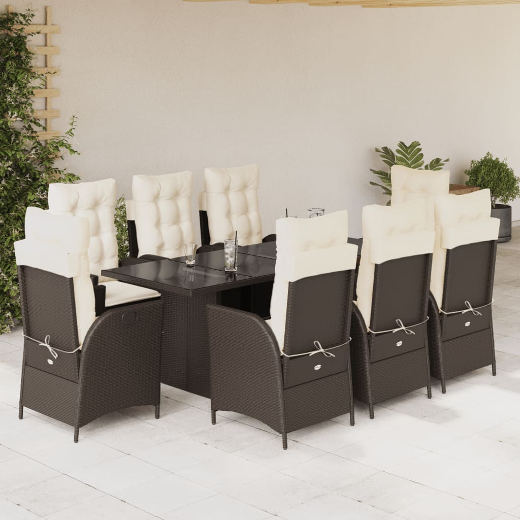 9-delige Tuinset met kussens poly rattan bruin is nu te koop bij PeponiXL, paradijselijk wonen!