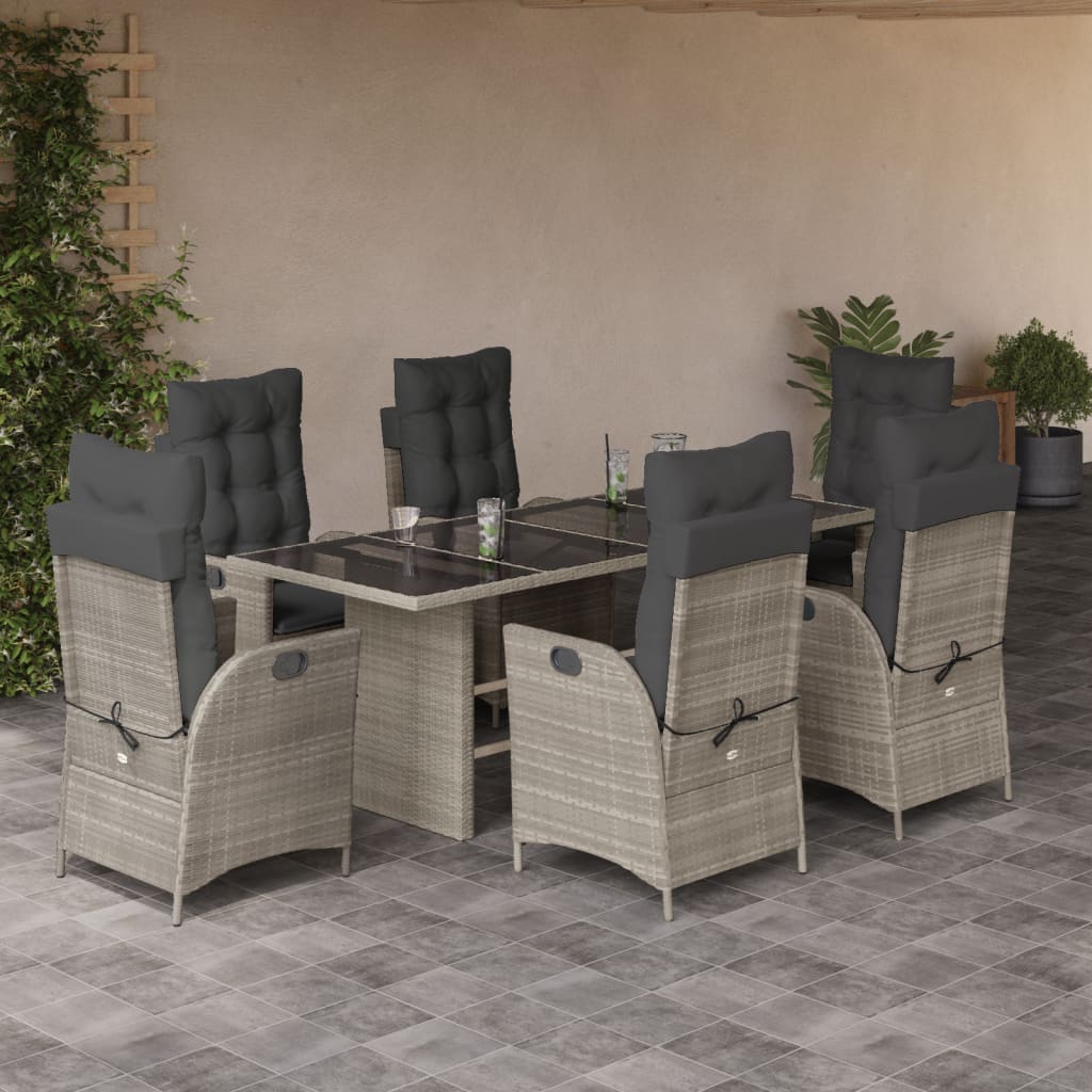 7-delige Tuinset met kussens poly rattan grijs is nu te koop bij PeponiXL, paradijselijk wonen!