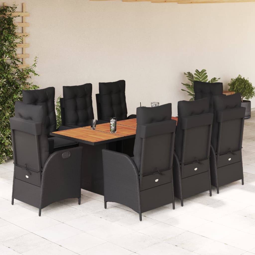 9-delige Tuinset poly rattan zwart is nu te koop bij PeponiXL, paradijselijk wonen!