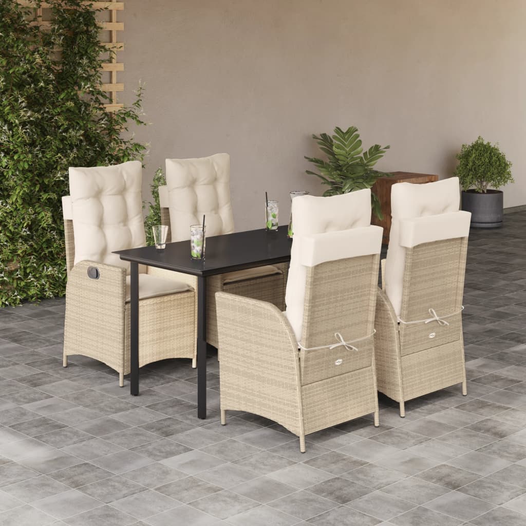 5-delige Tuinset met kussens poly rattan beige is nu te koop bij PeponiXL, paradijselijk wonen!