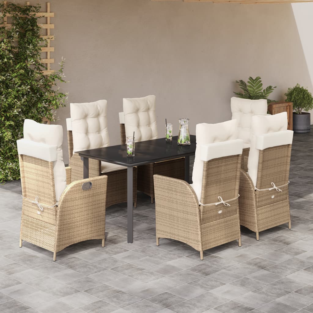 7-delige Tuinset met kussens poly rattan beige is nu te koop bij PeponiXL, paradijselijk wonen!
