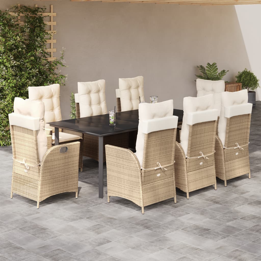 9-delige Tuinset met kussens poly rattan beige is nu te koop bij PeponiXL, paradijselijk wonen!