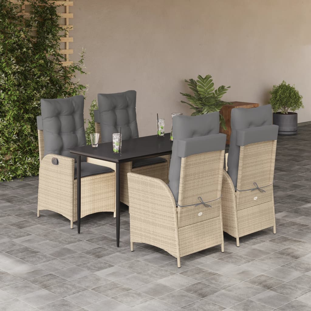 5-delige Tuinset met kussens poly rattan beige is nu te koop bij PeponiXL, paradijselijk wonen!