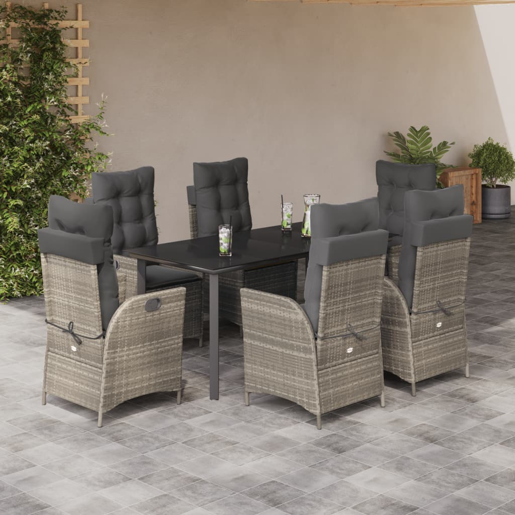 7-delige Tuinset met kussens poly rattan grijs is nu te koop bij PeponiXL, paradijselijk wonen!