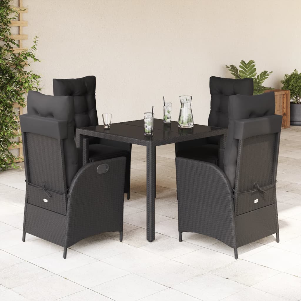 5-delige Tuinset met kussens poly rattan zwart is nu te koop bij PeponiXL, paradijselijk wonen!