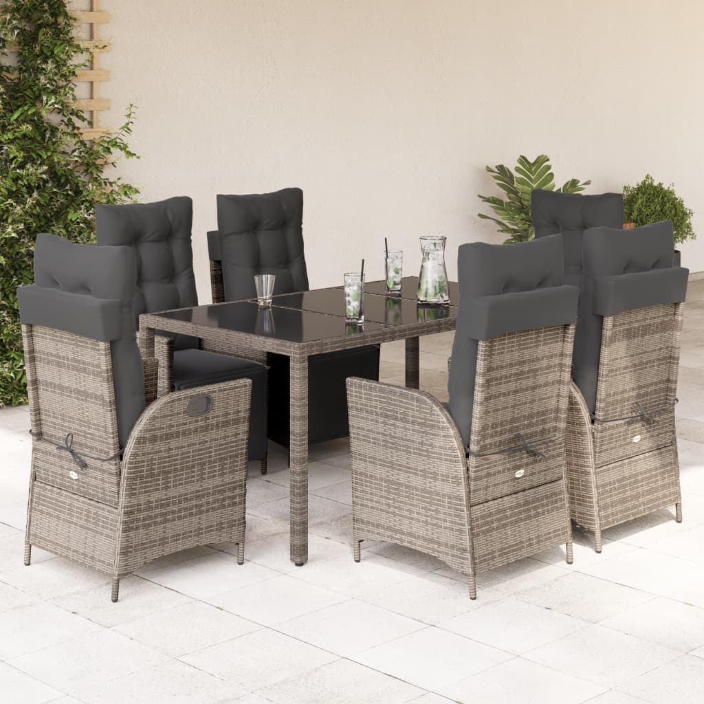 7-delige Tuinset met kussens poly rattan grijs is nu te koop bij PeponiXL, paradijselijk wonen!