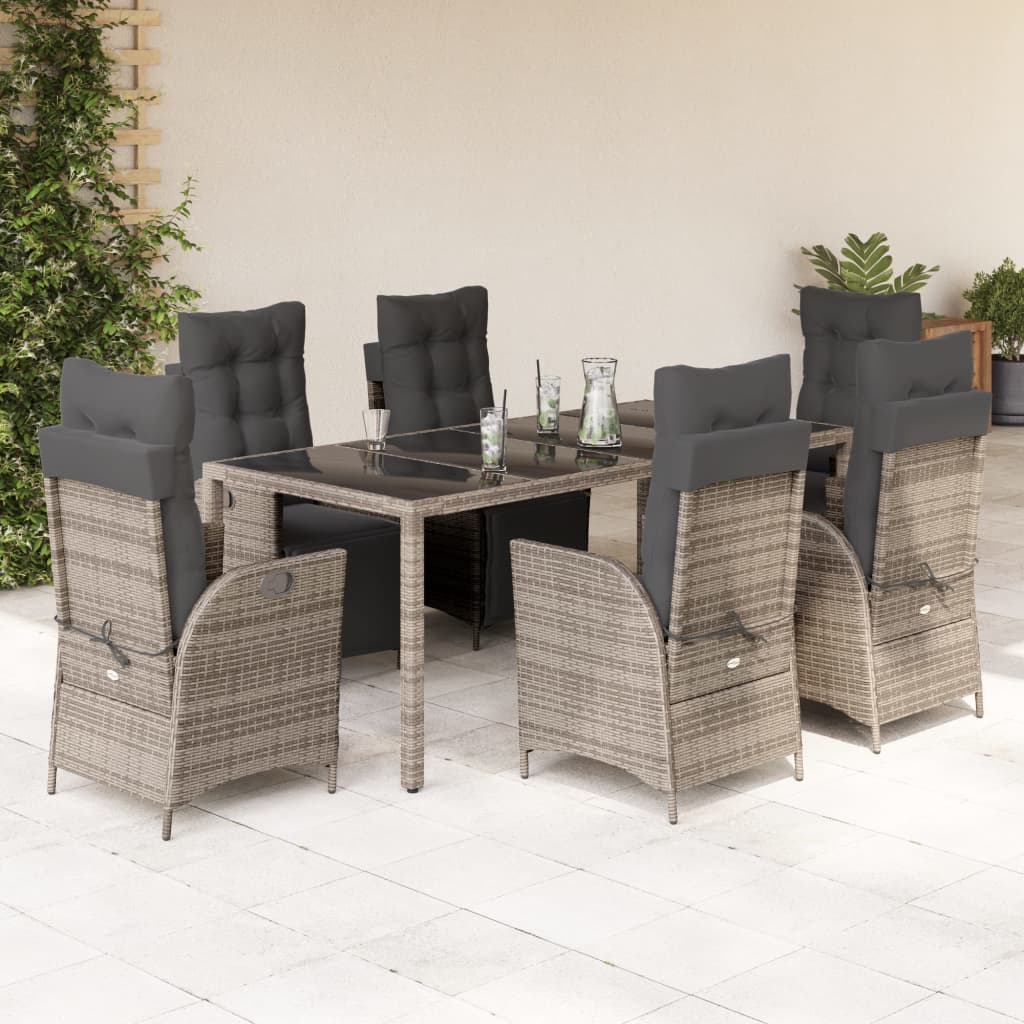 9-delige Tuinset met kussens poly rattan grijs is nu te koop bij PeponiXL, paradijselijk wonen!