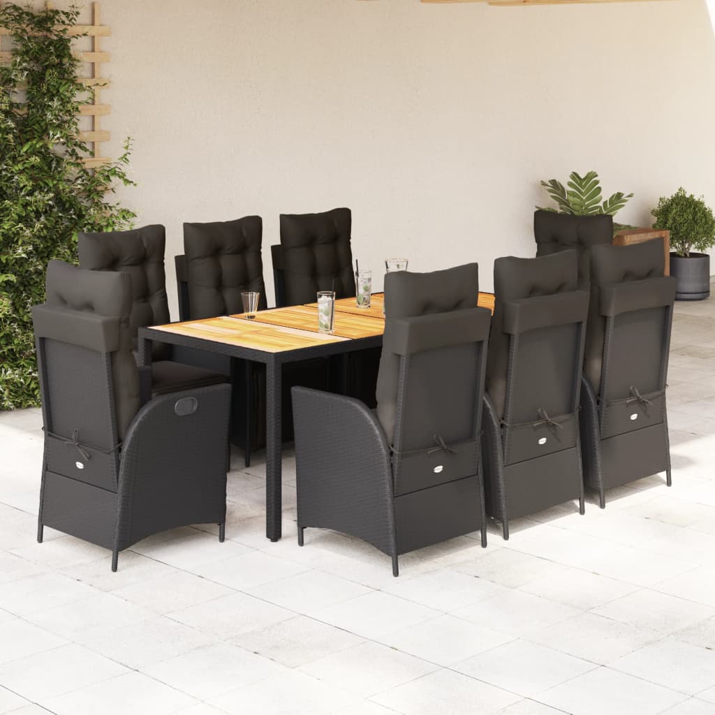 9-delige Tuinset poly rattan zwart is nu te koop bij PeponiXL, paradijselijk wonen!