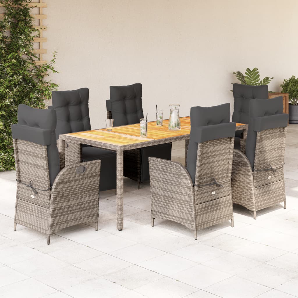 7-delige Tuinset met kussens poly rattan grijs is nu te koop bij PeponiXL, paradijselijk wonen!