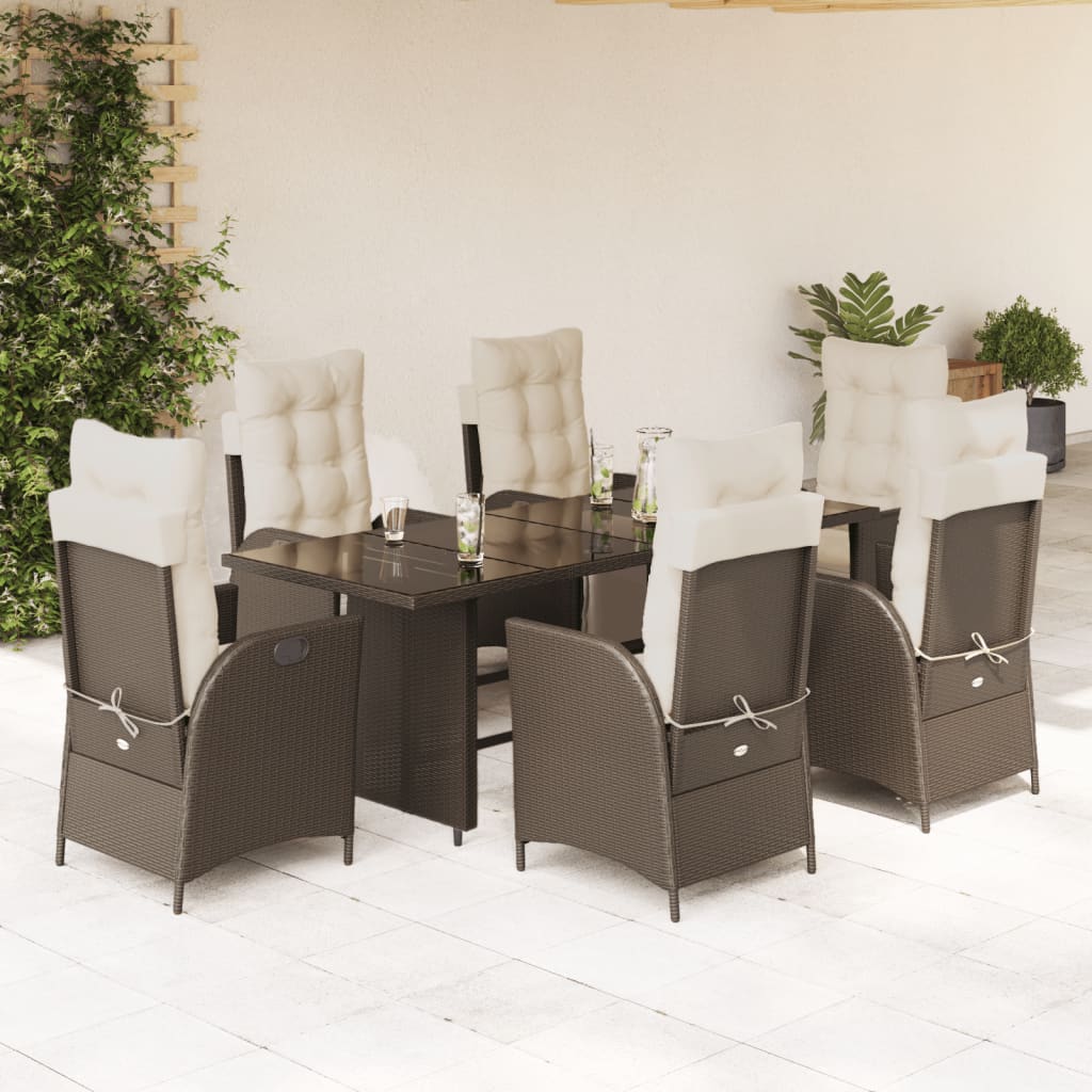 7-delige Tuinset met kussens poly rattan bruin is nu te koop bij PeponiXL, paradijselijk wonen!