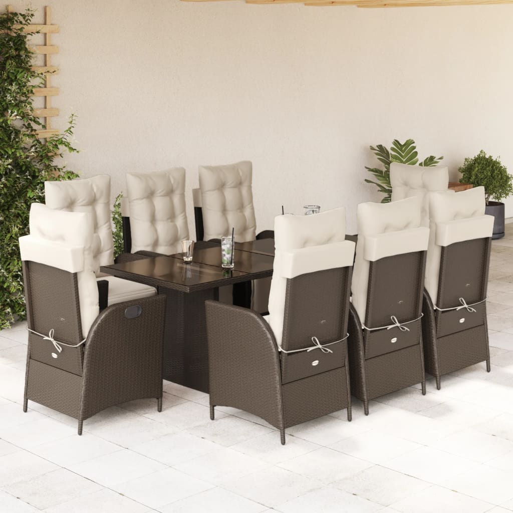 9-delige Tuinset met kussens poly rattan bruin is nu te koop bij PeponiXL, paradijselijk wonen!