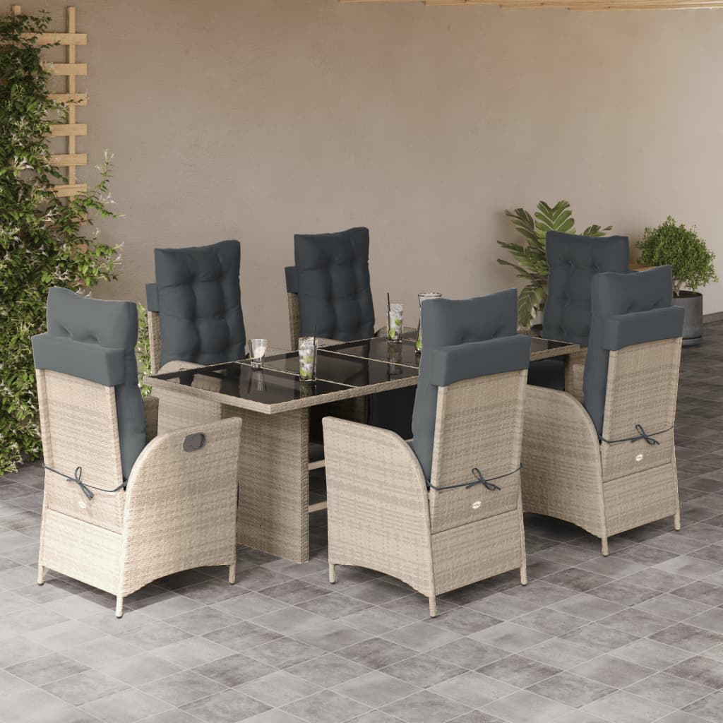 7-delige Tuinset met kussens poly rattan grijs is nu te koop bij PeponiXL, paradijselijk wonen!