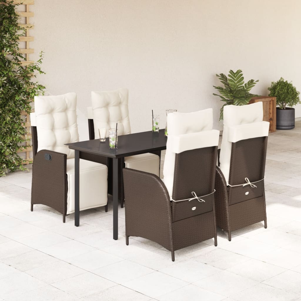 5-delige Tuinset met kussens poly rattan bruin is nu te koop bij PeponiXL, paradijselijk wonen!