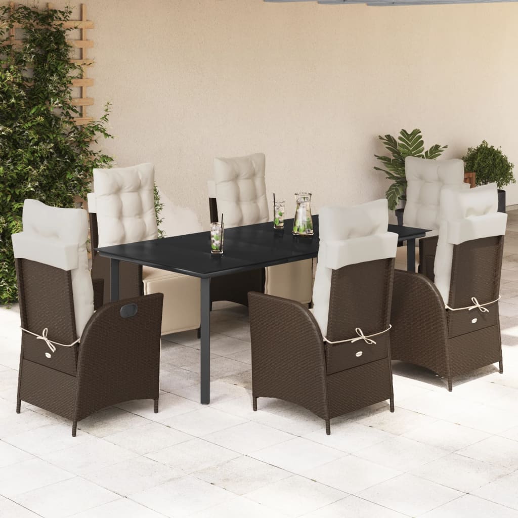 7-delige Tuinset met kussens poly rattan bruin is nu te koop bij PeponiXL, paradijselijk wonen!