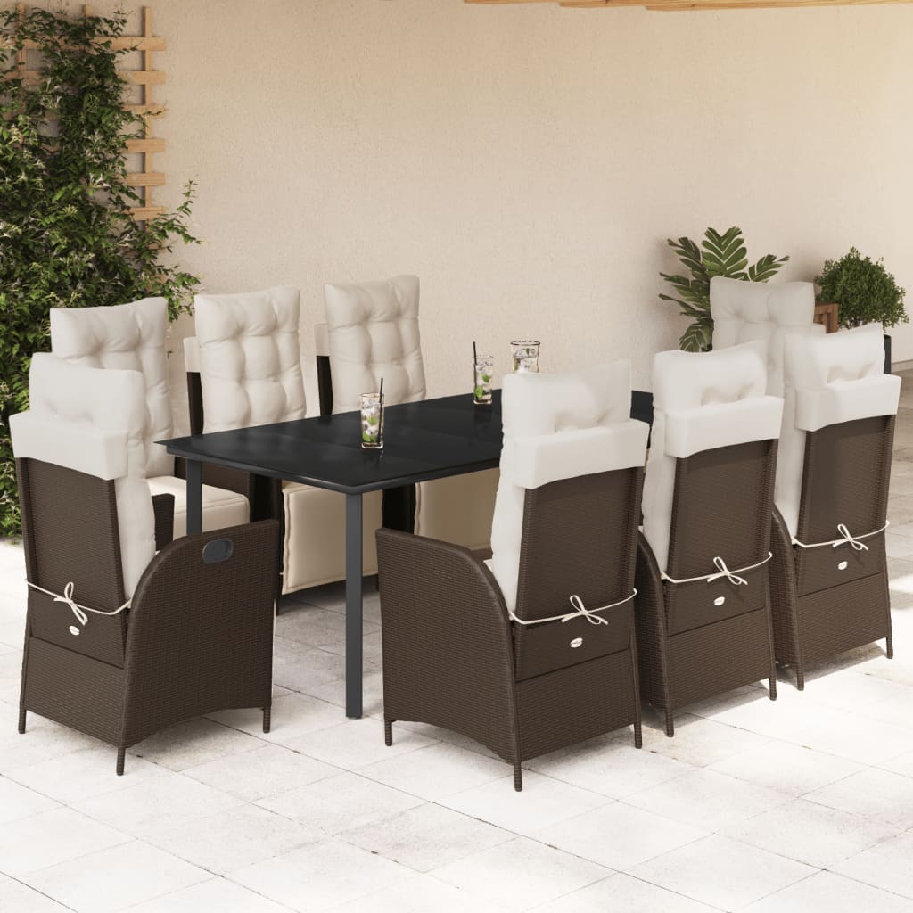 9-delige Tuinset met kussens poly rattan bruin is nu te koop bij PeponiXL, paradijselijk wonen!